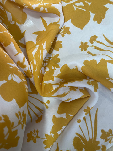 Yellow and white floral crepe chiffon