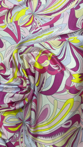 Pink abstract floral Italian silk