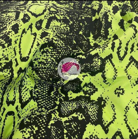 Neon green snake print cotton